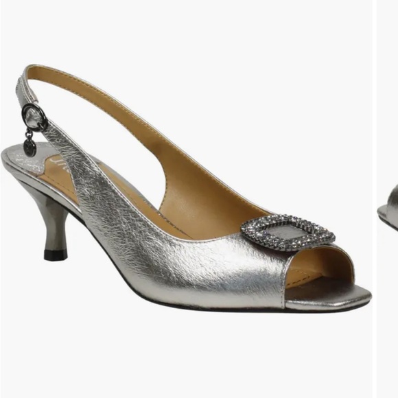 J.Renee Shoes - Free matching clutch! J. Renee silver metallic pumps. Size 9M